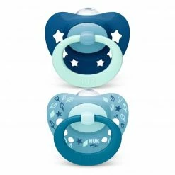 Nuk Schnuller 2er Pack Signature - Silikon 6-18 M - Blau / Dunkelblau