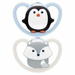 Nuk Schnuller 2er Pack Space - Silikon 0-6 M - Pinguin & Fuchs
