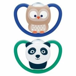 Nuk Schnuller 2er Pack Space - Silikon 6-18 M - Eule & Panda