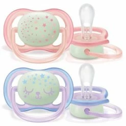 Philips Avent Leucht-Schnuller 2er Pack Ultra Air Night 0-6 M - SCF376/12 - Rosa/Lila