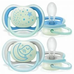 Philips Avent Leucht-Schnuller 2er Pack Ultra Air Night 6-18 M - SCF376/21 - Blau/Grün