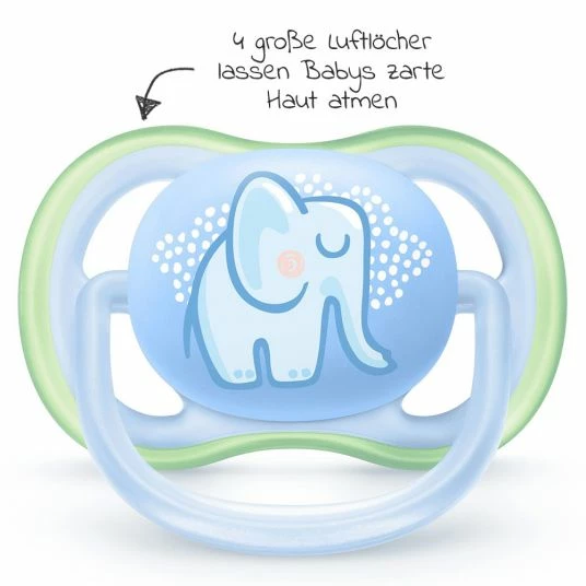 Philips Avent Schnuller 2er Pack Ultra Air 0-6 M - SCF085/01 - Elephant Leo 2 Philips Avent Schnuller 2er Pack Ultra Air 0-6 M - SCF085/01 - Elephant Leo – Bild 2