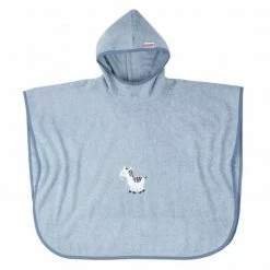 Wörner Bade-Poncho 75 x 60 cm - Stickerei Zebra - Stahlblau