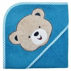 Wörner Kapuzen-Badetuch 80 x 80 cm - Teddykopf - Petrol