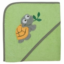 Wörner Kapuzenbadetuch 80 x 80 cm - Schildkröte - Opalgrün
