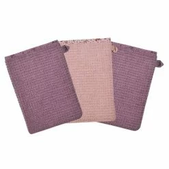 Wörner Waschhandschuh 3er Pack Bio-Baumwolle - Lama - Mauve