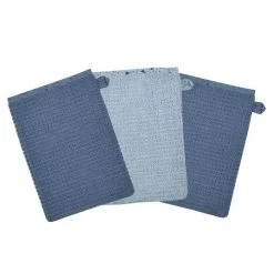 Wörner Waschhandschuh 3er Pack Bio-Baumwolle - Walli - Blau